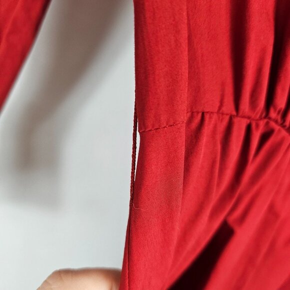 Weekend Max Mara Dress 0 Faiti Cherry Red Cotton A-Line Pockets Belt Zipper FLAW - Picture 10 of 16